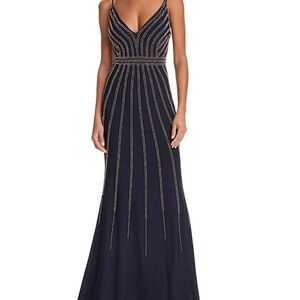 Avery G Black Sleeveless Spaghetti Strap Trumpet Gown